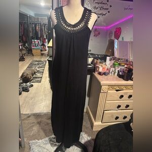 Monsoon Black Crochet Yoke Maxi Dress
